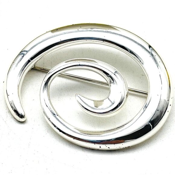 NAPIER Swirl Pin Silver Tone Whirlpool Spiral Classic Career Cosplay LARP - Picture 1 of 7